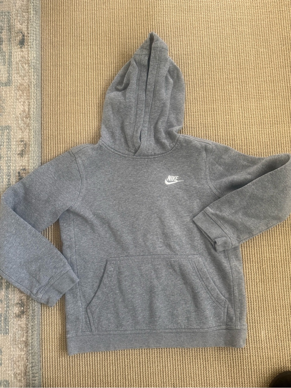 Nike Charcoal Gray Pullover Hoodie with White Swoosh